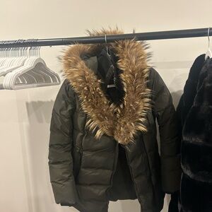 Mackage Dark Green Puffer with Fur Trim